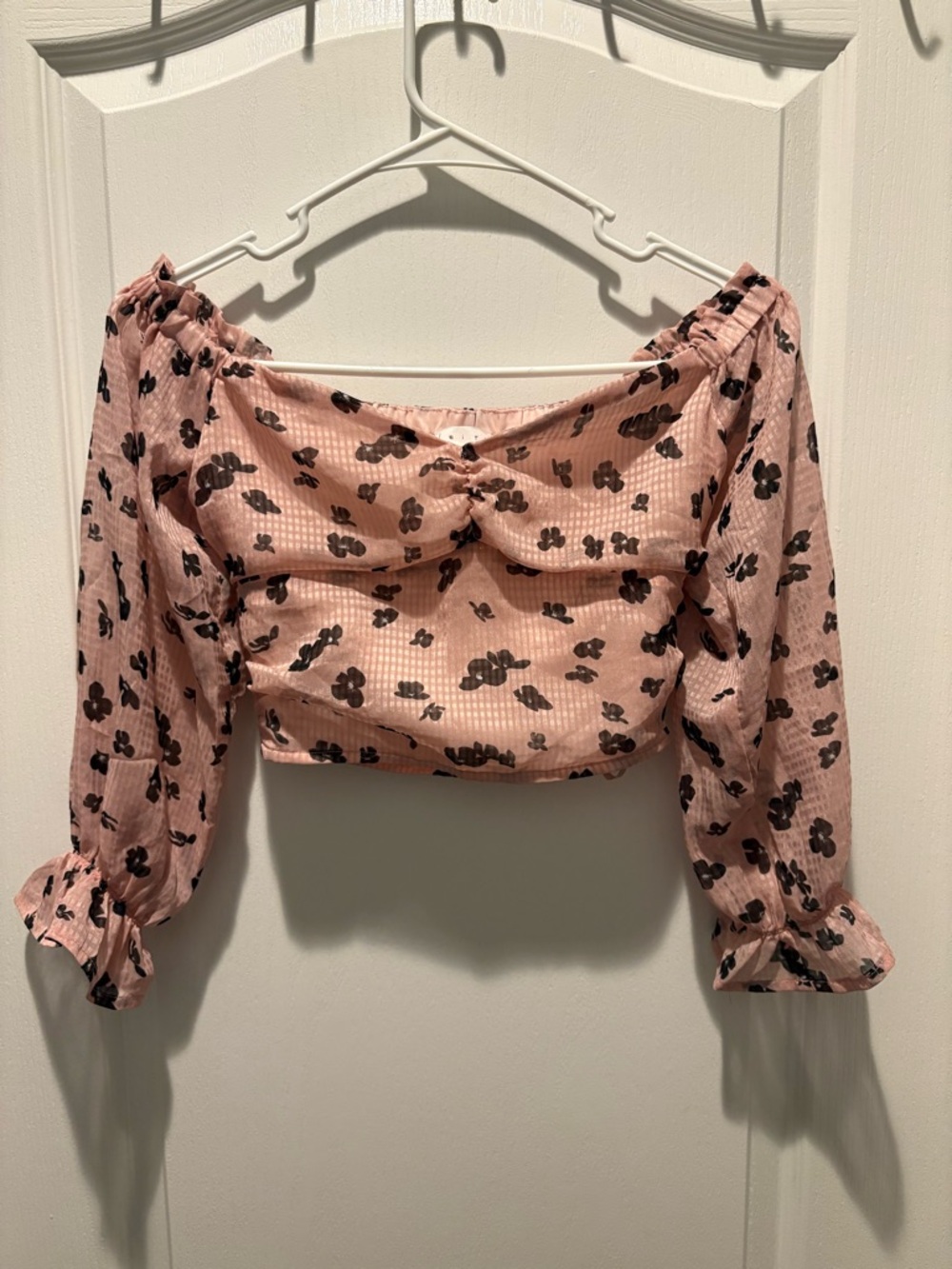 Leith floral print off-the-shoulder crop top
